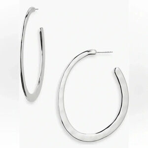 NORDSTROM RACK Hammered Oval Hoop Earrings in Silver NWT